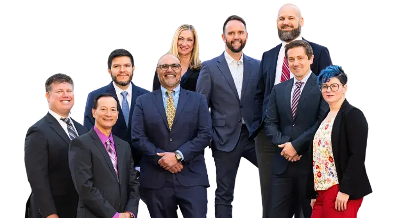 Farhang & Medcoff business law attorneys standing together.